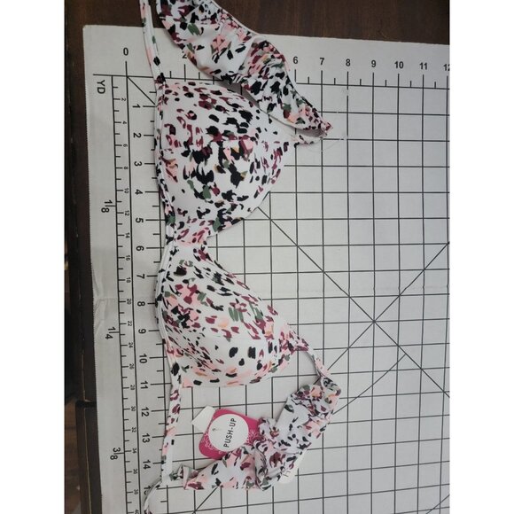 NWOT Hula Honey S Ruffled Cheetah Swirl Push Up Swim Top 88272 - Picture 2 of 2